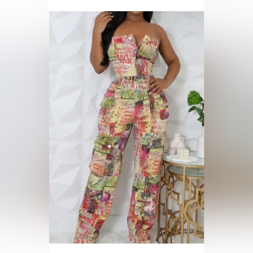 Colorful Graphic Cargo Women's Jumpsuit